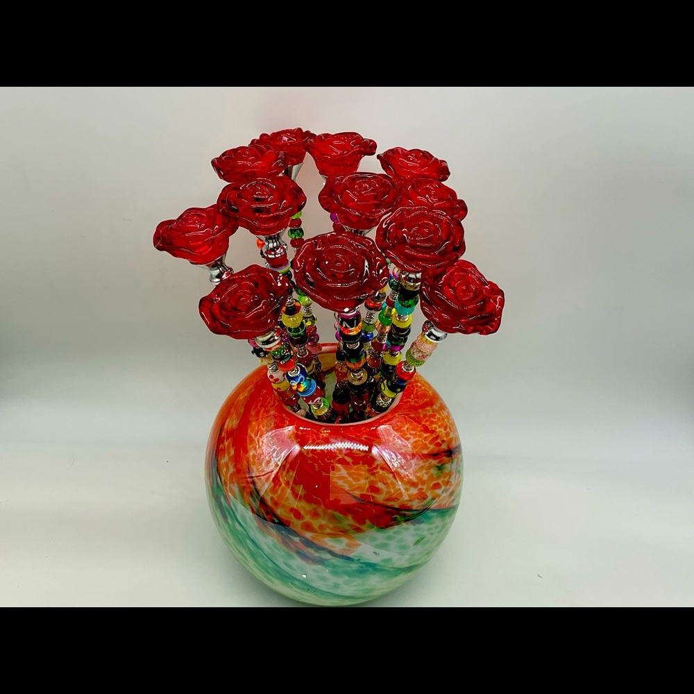 Forever roses,beautiful glass roses that are adorned with multicolor glass beads